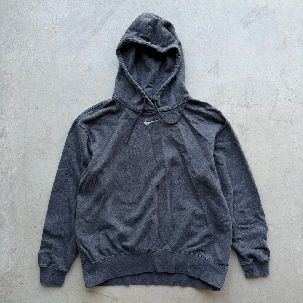 Nike Mens XS Sportswear Essential Hoodie Charcoal Grey Swoosh DJ6939-010